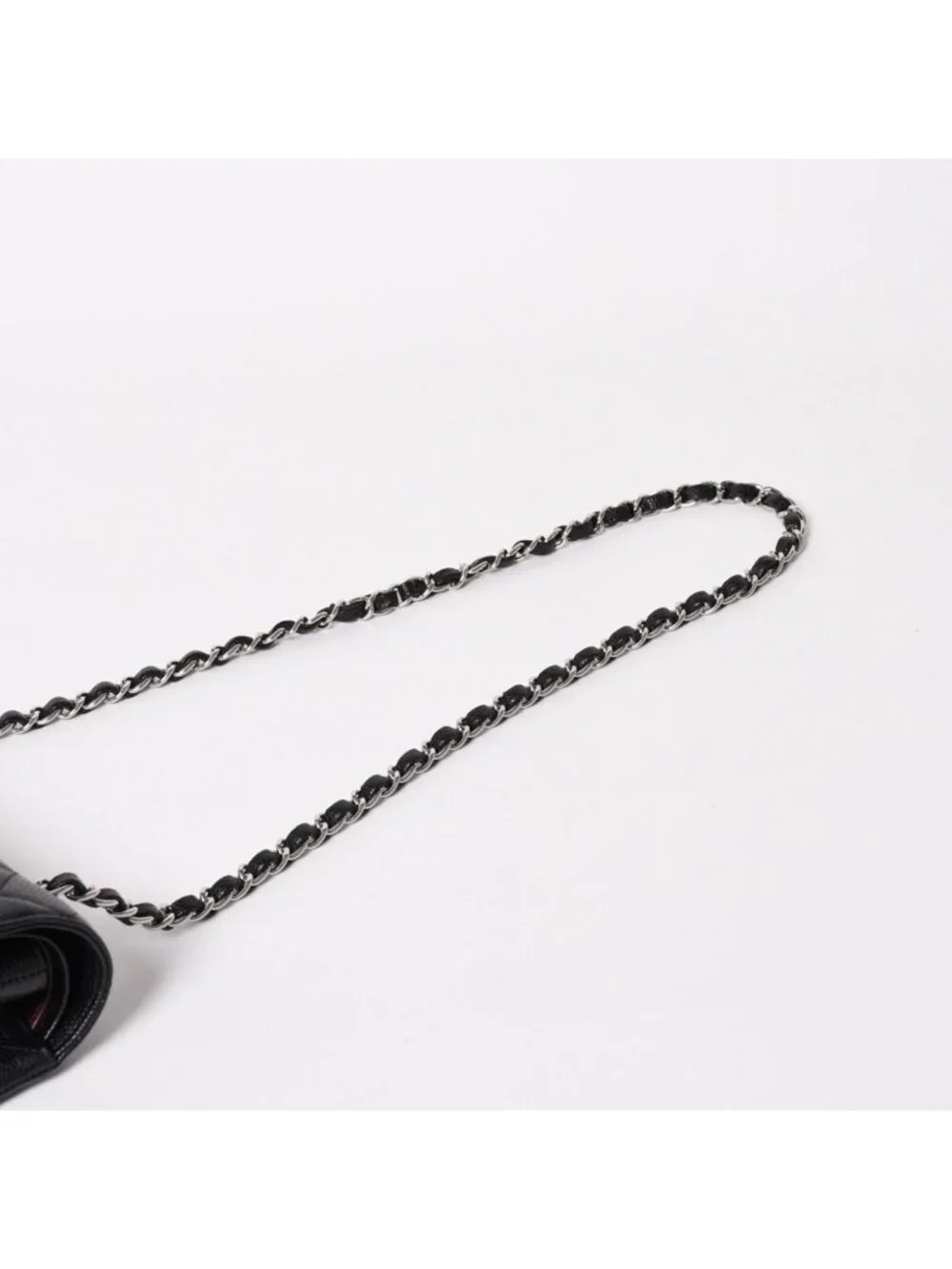 Chanel Quilted 25 Double Flap Chain Shoulder Bag CC Logo Caviar Leather Black